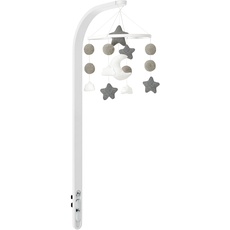 Snüz Mobile Baby - Weiches Mobile für SnüzPod und SnüzKot mit Sternen, Mond und Wolken, mit ansteckbarer Halterung - Weiß, FN015B