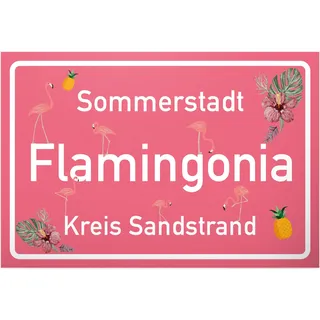 DankeDir! Flamingo Schild - Flamingonia kleines Geschenk für sie - süße Deko Wanddeko Türschild Mädchen Wohnung Zimmer Geschenkidee Geburtstagsgeschenk beste Freundin Party Deko