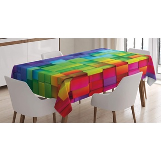 ABAKUHAUS Bunt Tischdecke, Rainbow Color, Druck mit Klaren Farben ohne Verblassen Waschbar für innen oder Außen Bereich, 140 x 170 cm, Grün Rot Blau