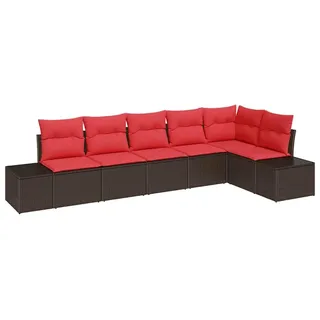 vidaXL Gartensofa-set 6 stk. Braun Poly-Rattan - Braun