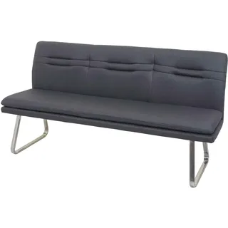 Mendler Sitzbank HWC-H70, Esszimmerbank Bank Polsterbank, Rückenlehne Stoff/Textil Edelstahl gebürstet ~ grau 180cm