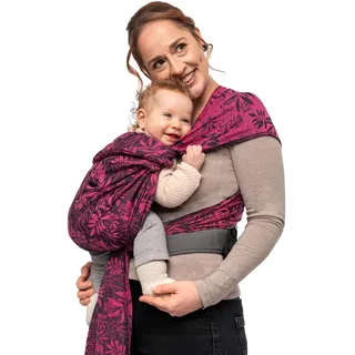 Manduca Twist Babytrage - Leichte und einfache Babytrage mit Kängurutasche und weichem Bauchgurt - für Neugeborene von der Geburt bis zu 15 kg - Bio-Baumwolle ,Botanic Pink