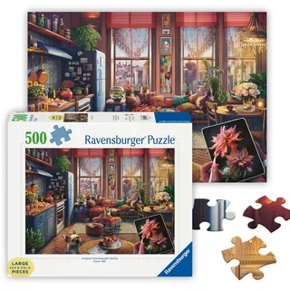 Ravensburger Puzzle 12001025 - Gemütliches Boho-Studio - 500 Teile Large Pieces, Puzzlespaß mit größeren Puzzleteilen für die ganze Familie