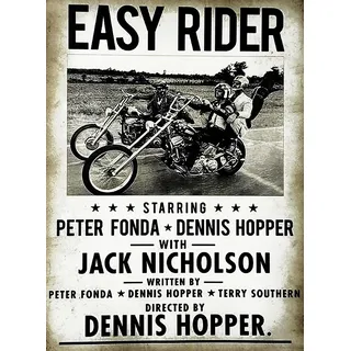 KUSTOM ART Dekoratives Wandposter Serie Poster, Filme, Proms, Easy Rider mit P. Fonda und J. Nicholson, Kunstdruck auf beschichtetem Papier, 40 x 30 cm, ohne Rahmen
