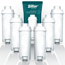 Sillar 6 Pack Wasserfilter für Delonghi Kaffeemaschinen DLSC002, SER3017 & 5513292811 - Kompatibel mit ECAM, ESAM, ETAM Serie | Passt zu Dinamica, PimaDonna | Erhöht die Lebensdauer des Gerätes