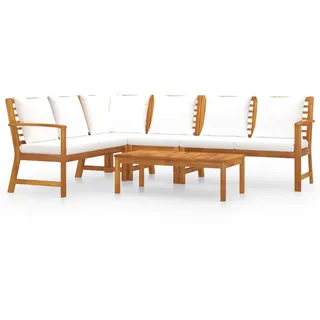 vidaXL Garten-Lounge-Set 5-tlg. braun/weiß 3057773