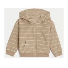 Boys M&S Collection Cotton Rich Striped Zip Hoodie (0-3 Yrs) - Brown Mix, Brown Mix - 2-3Y