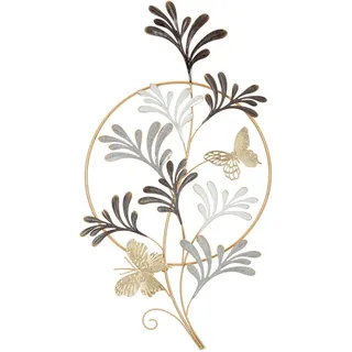 Wanddeko , Grau, Weiß, Goldfarben , Metall , 50x92x5.10 cm , Bilder & Rahmen, Wanddeko