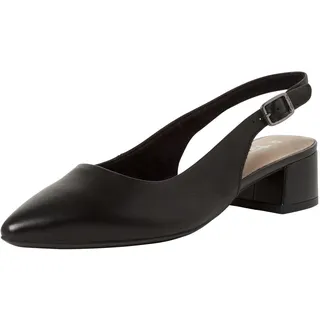 TAMARIS Damen Sling Pump mit Blockabsatz Leder, schwarz, 39 EU