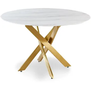 Menzzo Corix Tisch aus Marmor mit goldenen Tischbeinen