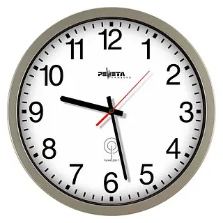 Peweta Funkwanduhr weiß silber Kunststoff, Ø 35,0 cm