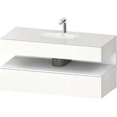 Duravit Qatego Einbauwaschtisch mit Konsolenwaschtischunterbau, 1200x550x600mm, Nische Weiß Matt, QA4787018, Farbe: Weiß Hochglanz/mit Nischenbeleuchtung