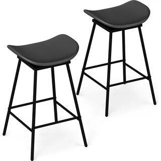 COSTWAY Barhocker 2er Set, Thekenhocker 360° drehbar, Sitzhöhe 71,5cm, Sitzhocker Holz mit Fußstütze, Bistrohocker, Küchenhocker, Schwarz - Schwarz