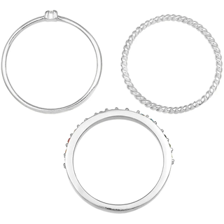 Ring-Set ELLI "Ring Kristalle Farbig Regenbogen Set (3 tlg) 925 Silber" Gr. 52, silber, Fingerringe, Damen, 52,mit Stein, Silber 925 (Sterlingsilber), Ring-Set