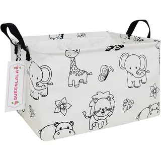 QUEENLALA Rec-Zoo Rechteckiger Wäschekorb, faltbar, für Kinderzimmer, Aufbewahrungskörbe, Spielzeug, Büro, Schlafzimmer, Spielzeug, Schrank, Regal, Körbe