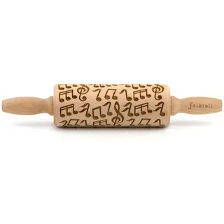 Folkroll Motiv-Teigrolle , Naturfarben , Holz , Buche , 4.5x4.5x23 cm , nachhaltig, nachwachsender Rohstoff , Backen & Backzubehör, Nudelhölzer & Teigschaber