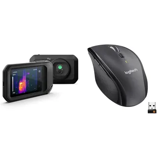FLIR C5 & Logitech M705 Marathon Kabellose Maus, 2,4 GHz mit USB-Unifying-Empfänger, 1000 DPI, 5 programmierbare Tasten, 3-Jahres-Batterie, Kompatibel mit PC, Mac, Laptop und Chromebook - Grau