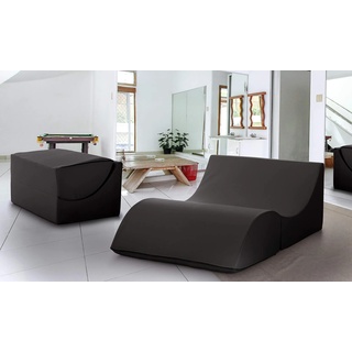 Talamo Italia - Annabella Klappbett, Pouf umwandelbar in ein Doppelbett, Chaiselongue aus Öko-Leder, 100 % Made in Italy, 100 x 200 x 70 cm, Schwarz