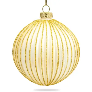SIKORA Highlights 4er Set ausgefallene Christbaumkugeln aus Glas Champagner besondere Weihnachtskugel Christbaumschmuck, Farbe | Modell:Modell Helsinki Champagner, Höhe in cm:8 cm