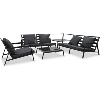 The Living Store 5-tlg. Garten-Lounge-Set mit Auflagen Aluminium Dunkelgrau - Grau