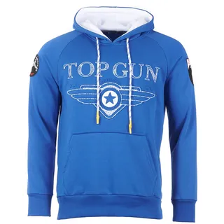 Kapuzensweatshirt TOP GUN "Hoodie Defend TG20193010", Herren, Gr. L, blau, Obermaterial: 65% Baumwolle CO. 35% Polyester COOLMAX PES(Coolmax)., Pullover Kapuzensweatshirt