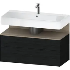 Duravit Qatego Waschtischunterbau, 1 Auszug und 1 Schublade, 990x470x590mm, Nische Eiche Terra, QA4395035, Farbe: Eiche Schwarz/mit Nischenbeleuchtung