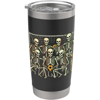 Skelett Halloween Spielende Fußballmannschaft Fußball Gruseliger Schädel Doppelwandiger Edelstahl-Thermobecher