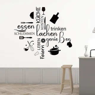 Wandtattoo Sprüche Küchen, Selbstklebend Wand Tattoo Küche Deko, Küche Leben Wandaufkleber Sprüche Wanddeko, Küchenthema Wandaufklebern, Kreative-Design Wandsticker für Esszimmer