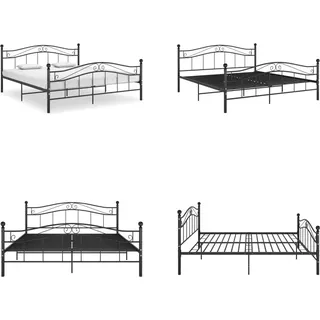 vidaXL Bett Schwarz Metall 180x200 cm - Bettgestell - Bettgestelle - Bettrahmen - Bettrahmen - Schwarz