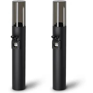 SSC-LUXon VARDA Außen Wegeleuchte mit Steckdose E27 Standleuchte schwarz Höhe 50cm - Außenleuchte Stehlampe mit Strom Anschluss 230V