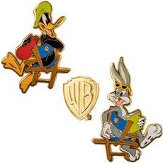 Cinereplicas - Bugs Bunny und Daffy Duck im Warner Bros Studio Set mit 3 Metallpins ~4cm - Offizielle Lizenz