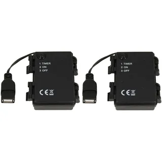 2x FADEDA Batteriehalter für 3x AA mit Timer & USB | 6h AN / 18h AUS | 10 cm USB-Kabel | Stromversorgung für Weihnachtskrippe & Deko-Beleuchtung | Ideal für Mini-Lichter & Krippenzubehör