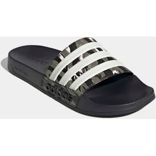 Badesandale ADIDAS SPORTSWEAR "SHOWER ADILETTE", Damen, Gr. 44,5, core schwarz, aluminium, tent grün, Synthetik, Schuhe Badesandale, Badelatschen