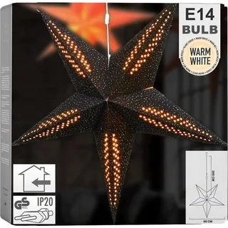 Hängender Leuchtstern, schwarzes Papier, 60 cm - Schwarz