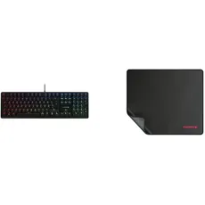 CHERRY G80-3000N RGB, Mechanische Gaming-Tastatur mit RGB-Beleuchtung & MP 1000, PREMIUM MOUSEPAD XL, 30 cm x 35 cm, vernähte Kanten