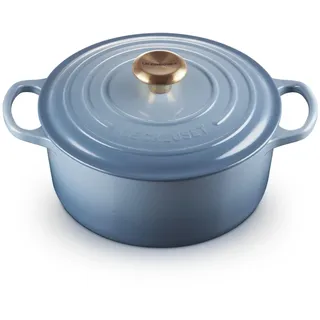 Le Creuset Signature Gusseisen-Bräter mit Deckel, Ø 24 cm, Rund, Für alle Herdarten und Induktion geeignet, Volumen: 4,2 l, 4,305 kg, Chambray, 21177244344441