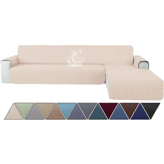 Ystyle Couch Überzug L Form 3 Sitzer, Beige | Sofa Cover L Shape Reversibel Universal, Sofabezug Ecksofa L Form Waschbar, Couchbezug L Form Kratzfester Für Katze Hund