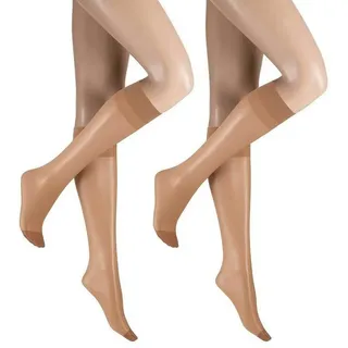KUNERT FASHION GmbH Hudson Damen Kniestrümpfe Lilly Lafina 15 2-Pack druckfreier Bund Make-up 0019 ONESIZE