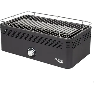 Aktiver Edelstahl-Eisen 45 x 19 x 28 cm Tragbarer rauchfreier Holzkohlegrill - Silber
