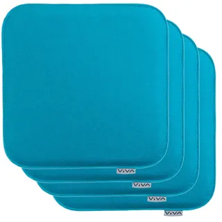 Brandsseller 4er Set Sitzkissen aus Filz 35x35x2 cm – Robuste Stuhlauflagen für innen und außen, eckiges Sitzpolster, strapazierfähiges Kissen für Stühle - Türkis