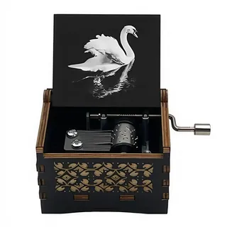 Cuzit Schwanensee Holz Spieluhr, 18 Noten Handkurbel Holz Spieluhr Geschenk für Weihnachten/Geburtstag/Valentinstag/Abschluss