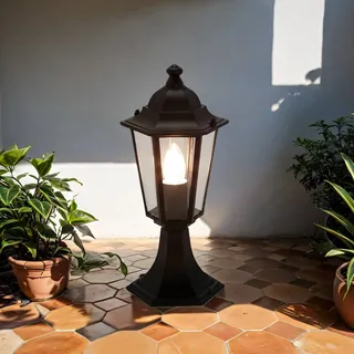 Sockelleuchte wetterfest "Paris" Schwarz Aluminium Glas H:40cm IP44 Außenlaterne Hof Garten - Schwarz