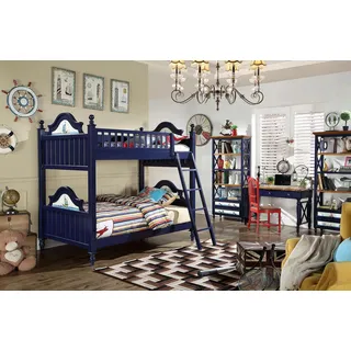 Klassisches Etagenbett Kinderbett Betten Kinderzimmer Bett Hochbett Echtes Holz - Blau