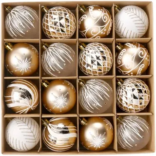 Gitohoni 16 Stück Weihnachtskugeln Festtagsdeko Baumbehang Hängedekoration Christbaumschmuck Aus Langlebigem für Eine Elegante Dekoration für Hochz, Champagner Weiß