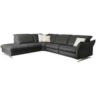 Hukla Ecksofa , Schwarz , Leder , Echtleder , Semi-Anilinleder , Ottomane links, Eckteil, L-Form , 292x258 cm , Goldenes M , Typenauswahl, Fußauswahl, Lederauswahl, Stoffauswahl, Sitzqualitäten, Hocker erhältlich, motorische Relaxfunktion , Wohnzimmer, Sofas & Couches, Wohnlandschaften, Ecksofas