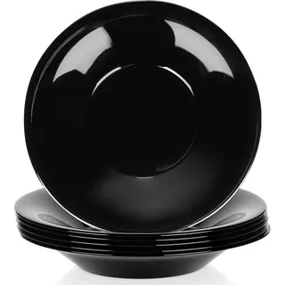 Tiefe Speiseteller aus Glas, Schwarz, 21,5 cm, 400 ml, 6er-Set