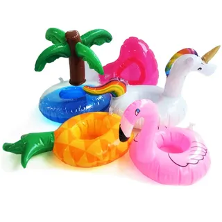 DMAR Getränkehalter Pool, Weihnachtswichtel Zubehör, Elfen-Requisite, Mini Aufblasbare Getränkehalter mit Reparaturflicken, 5 Stück Flamingo Einhorn Getränkehalter, Aufblasbare Schwimmend