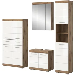 inn.furn Willow 4-tlg. Weiß Hochglanz, Eiche