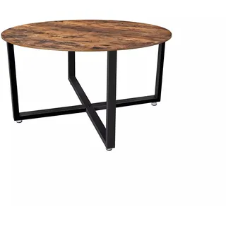 In And OutdoorMatch Couchtisch Industrial Jasper - Mit Stauraum - TV-Möbel - Ohne Schublade - Rund - Ländlich - Holz - 88x88x47cm - Braun