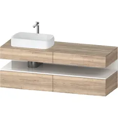 Duravit Qatego Konsolenwaschtischunterbau, 2 Auszüge, 2 Schubkästen, Ausschnitt links, 1600x550x600mm, Nische Weiß Hochglanz, QA4777022, Farbe: Eiche Marmoriert